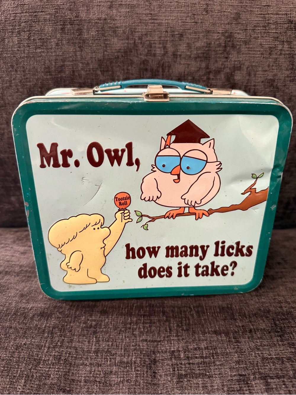 Mr. Owl Toostie Roll lunchbox Vintage Metal